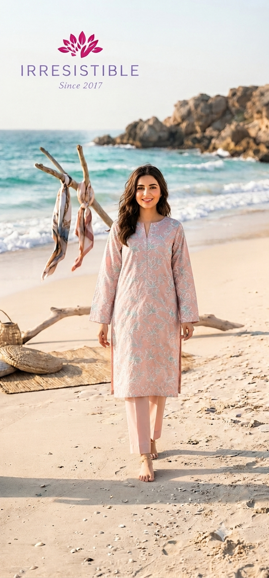 Embroidered two piece: lawn