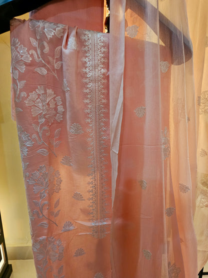 Lawn embroidered three piece suit