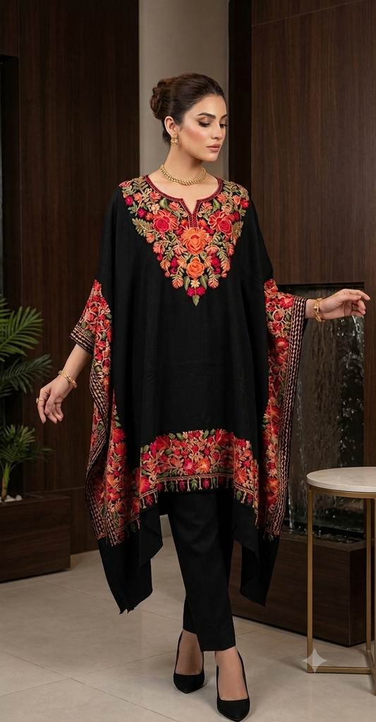 Embroidered cape shawl: Pashmina