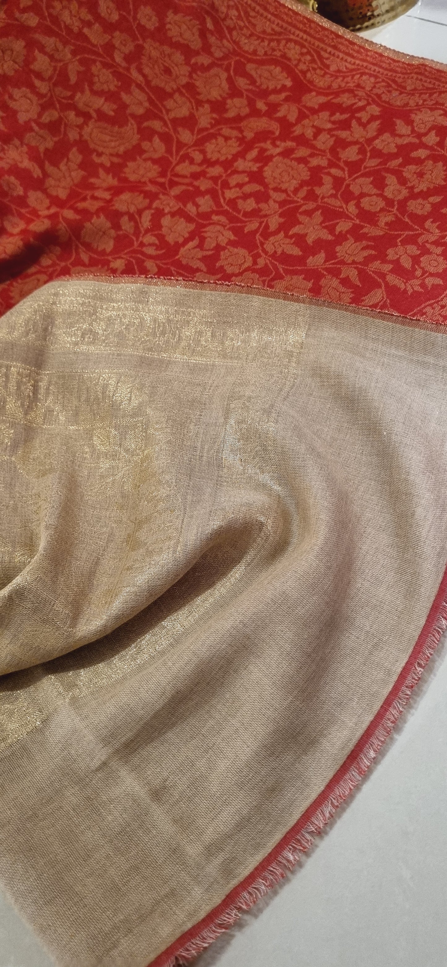 Reversible pashmina kaani shawls