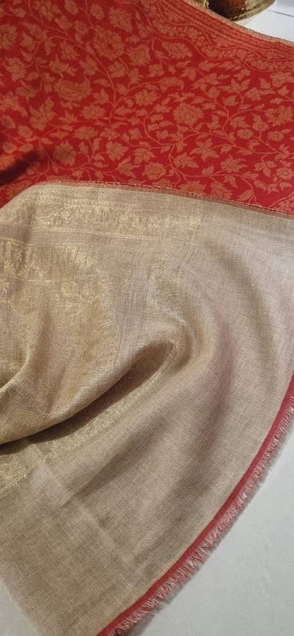 Reversible pashmina kaani shawls