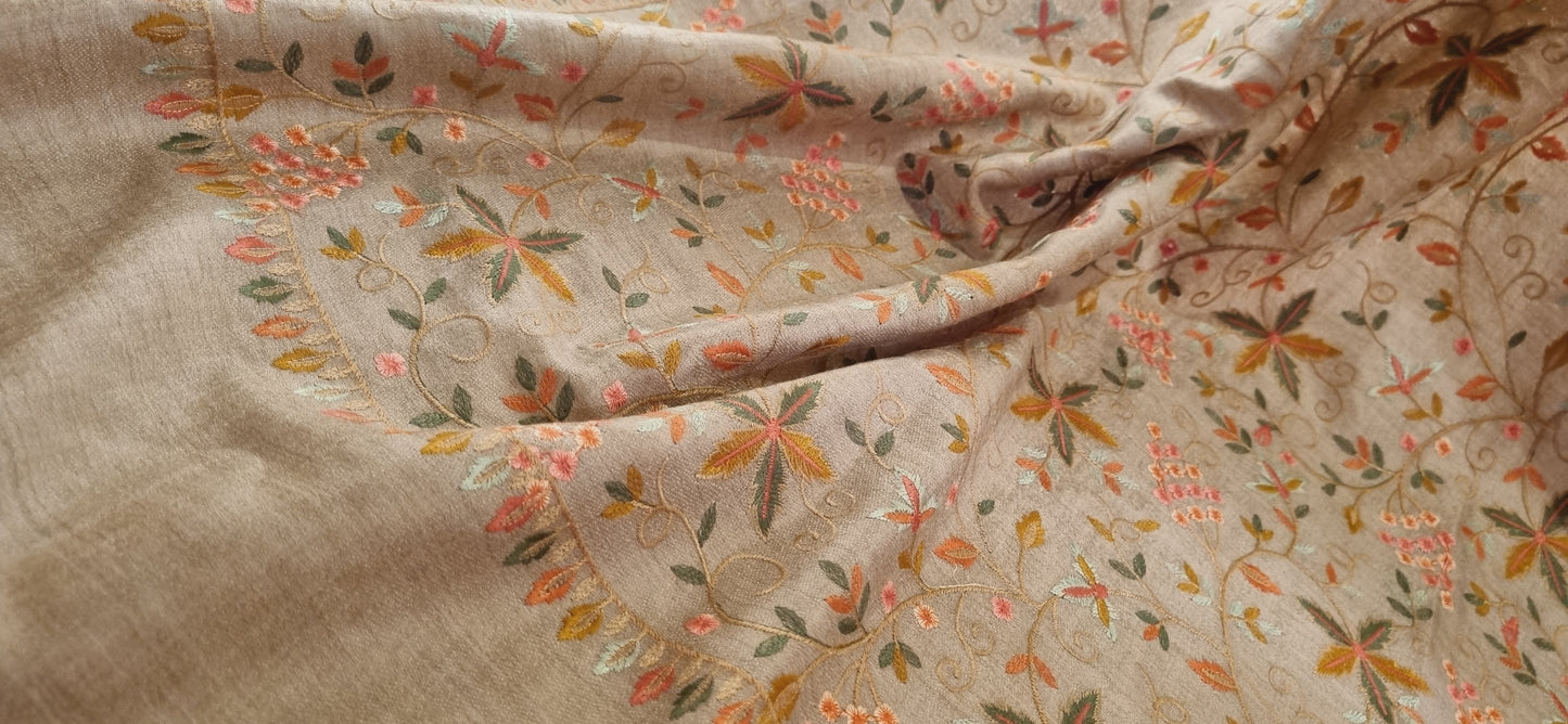 Reversible papermachi embroidered toosh shawl