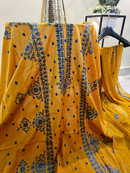 Lawn embroidered three piece