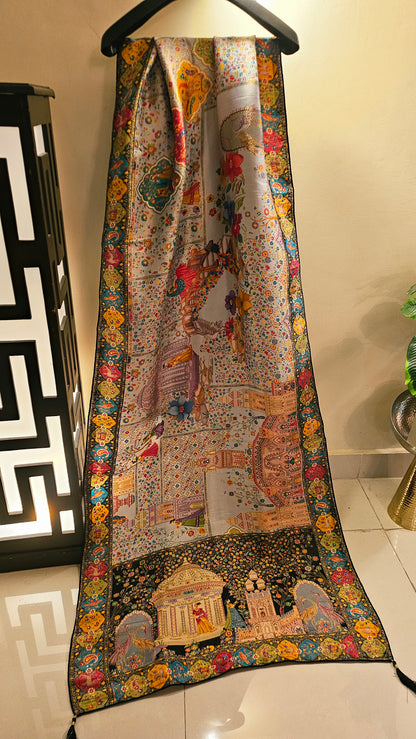 Meenakari minishawl: patola silk