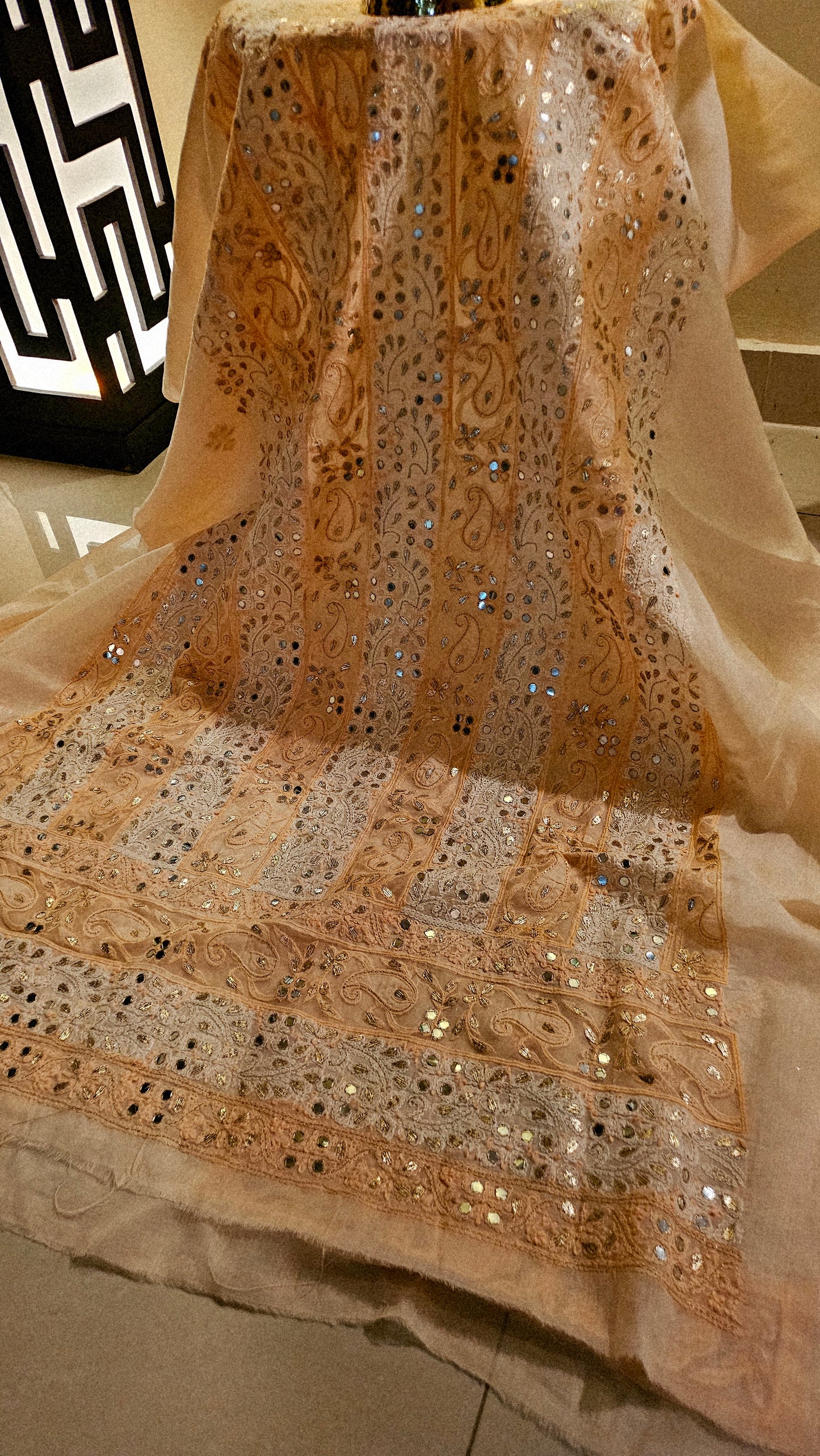 Chikankari shirt with gota and mirror work