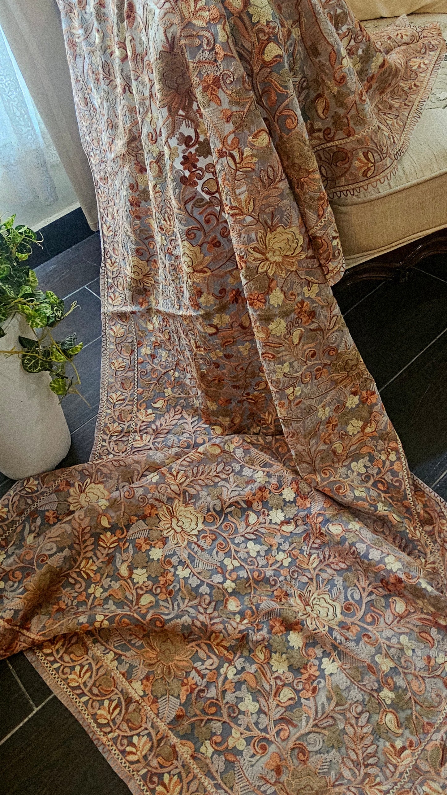 Net embroidered dupata
