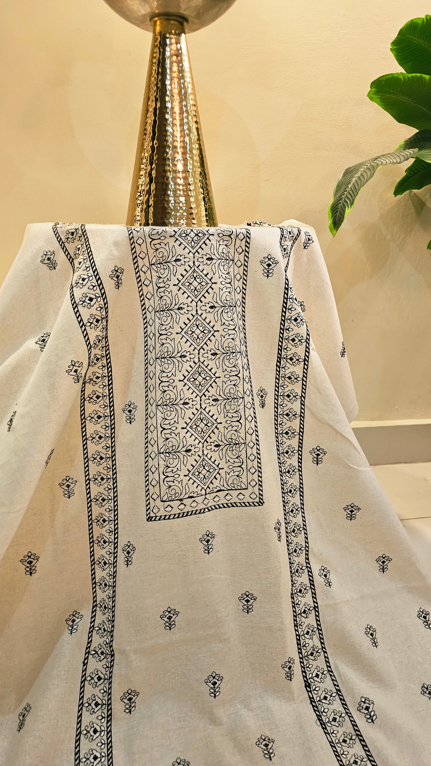 Embroidered three piece: Karandi khaddar