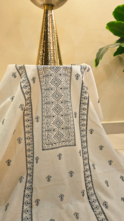 Embroidered three piece: Karandi khaddar