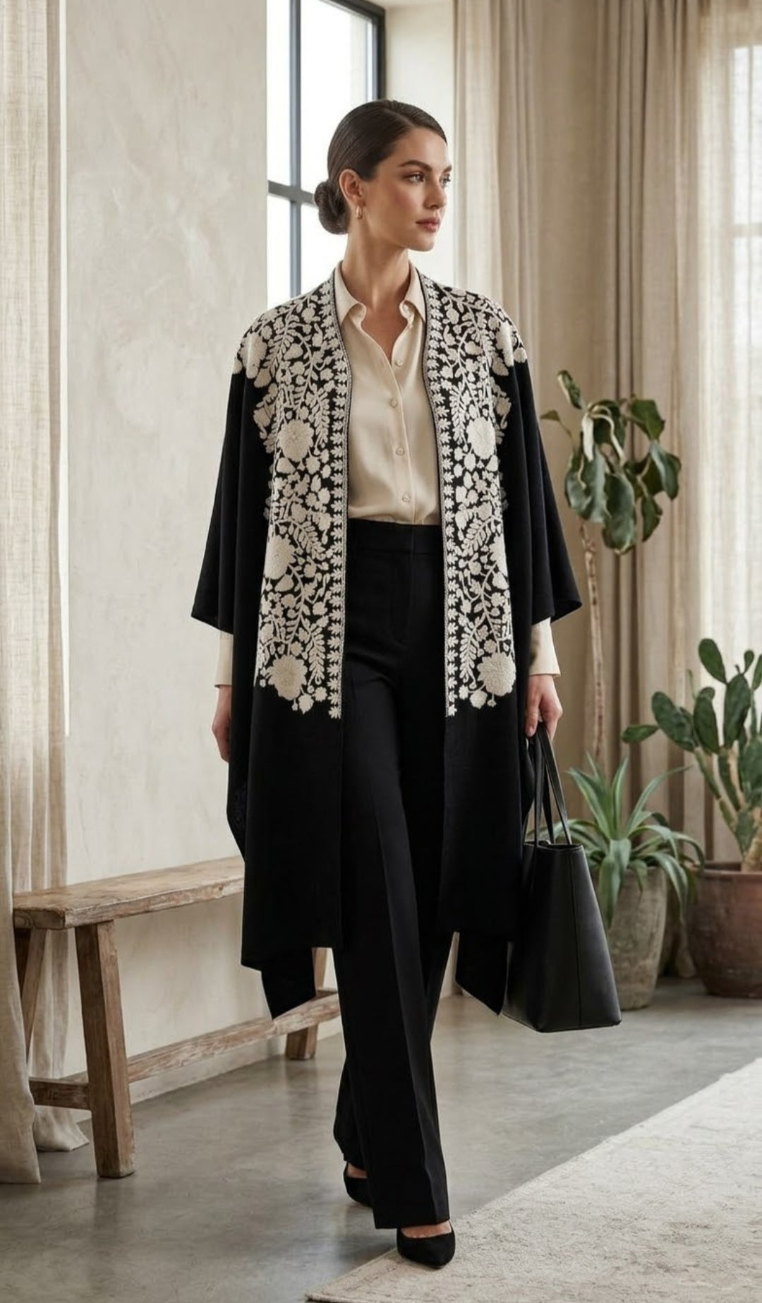 Embroidered cape shawl: Pashmina