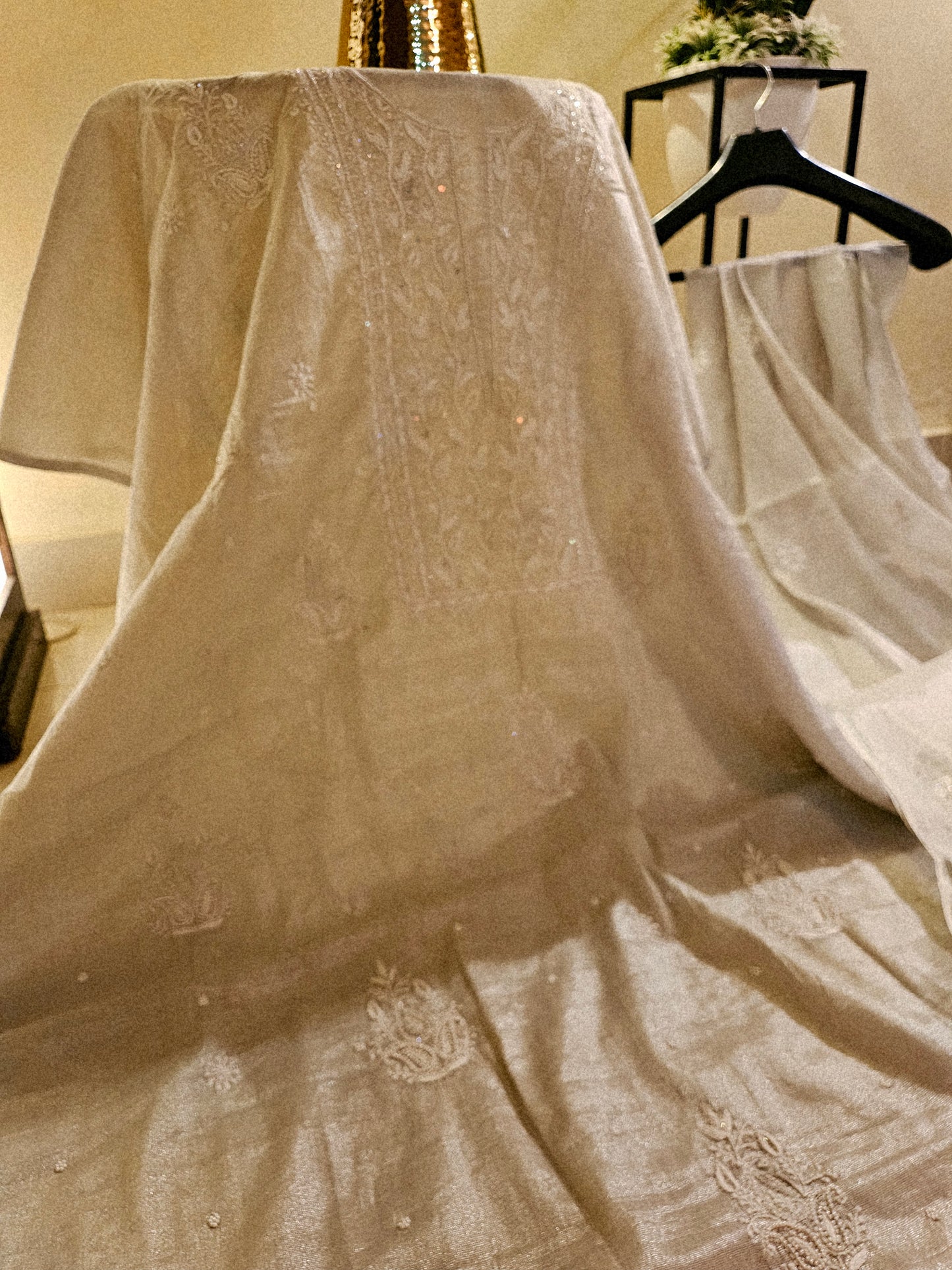 Chanderi silk Chikankari suit