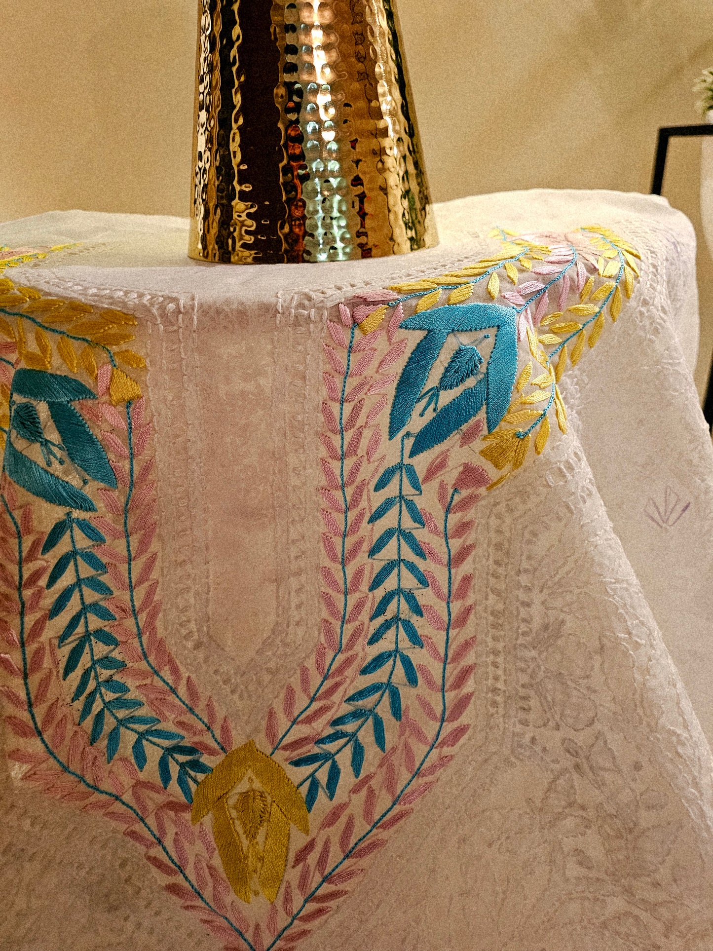 Parsi gara embroidered chikankari shirt