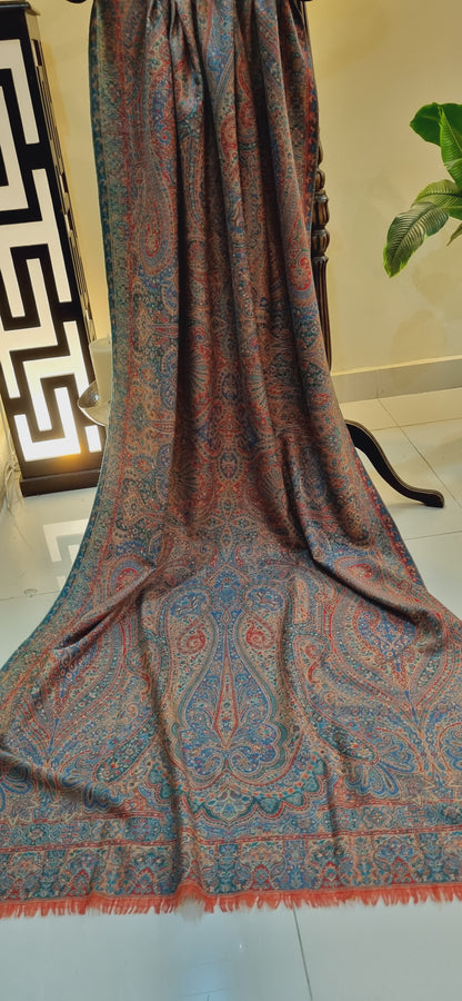 Reversible kaani pashmina shawl