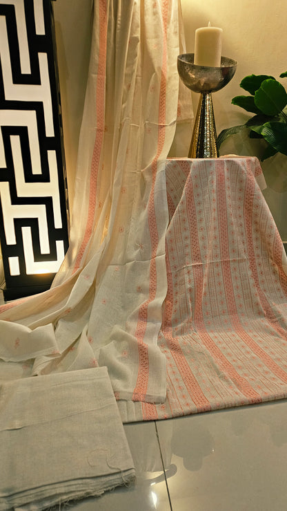 Embroidered three piece: Karandi khaddar