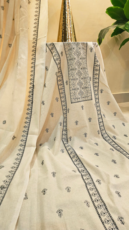 Embroidered three piece: Karandi khaddar