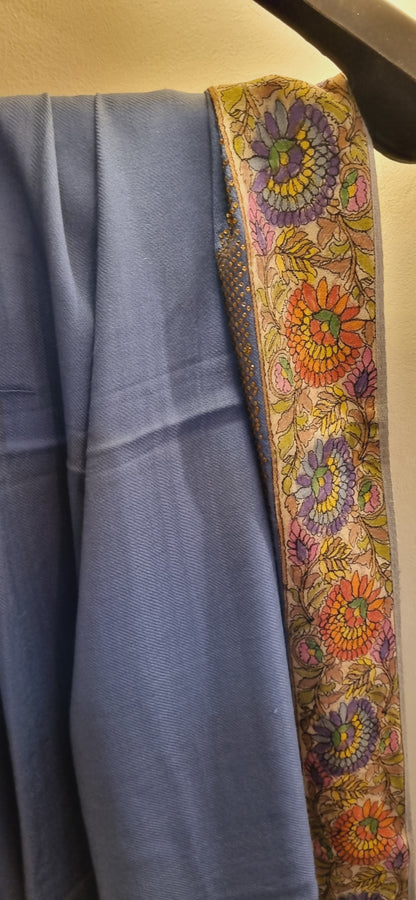 Pashmina with kalamkar and swarovski border
