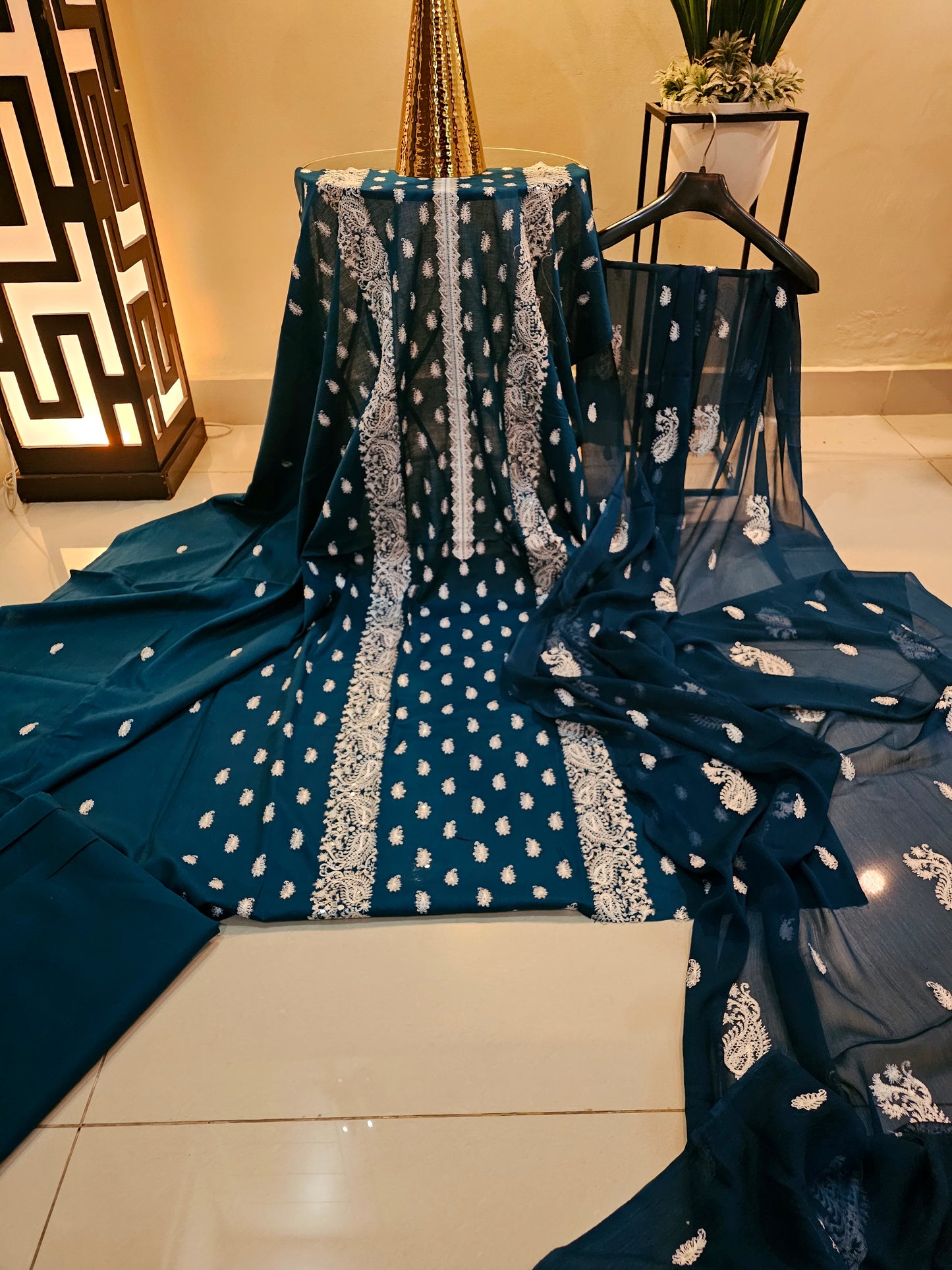 Lawn embroidered three piece