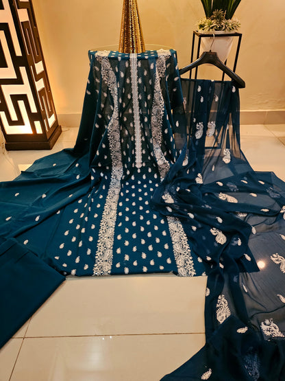 Lawn embroidered three piece