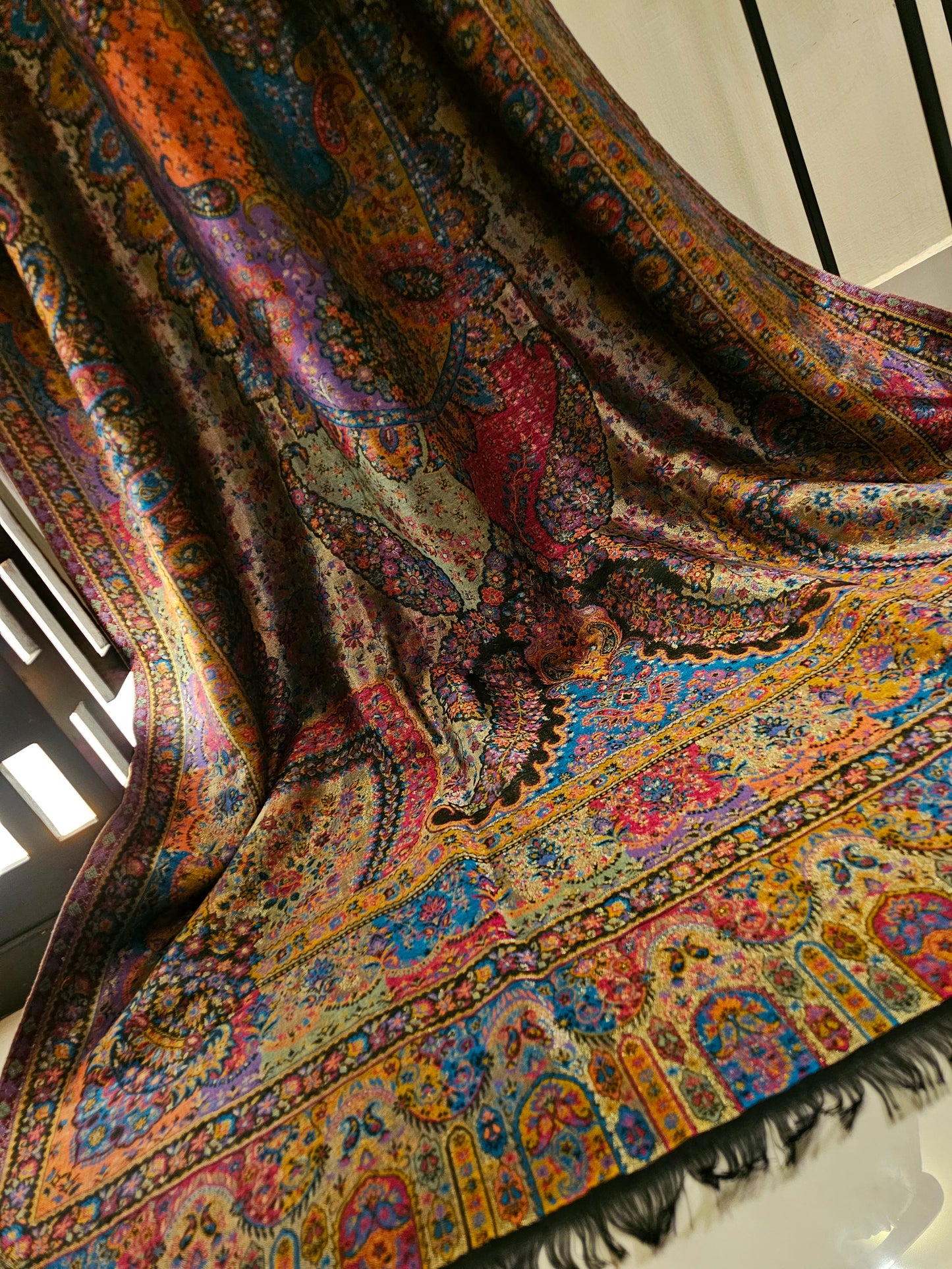 Reversible moonlight gandhara kaani shawl