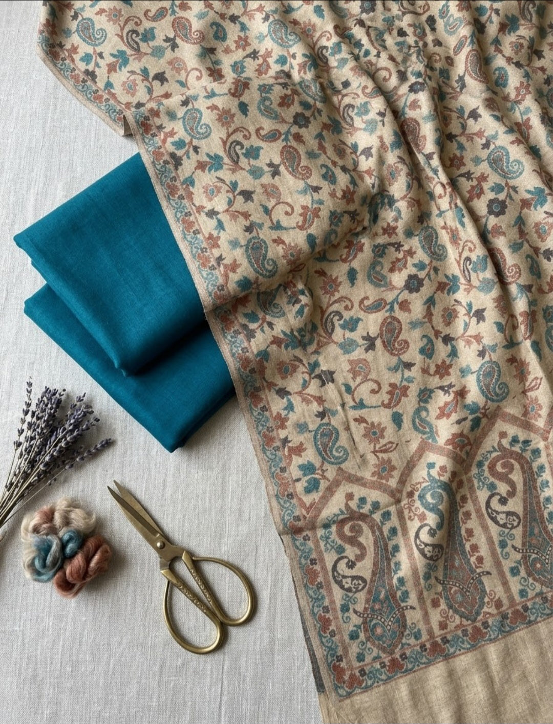 kaani suit: woollen pashmina