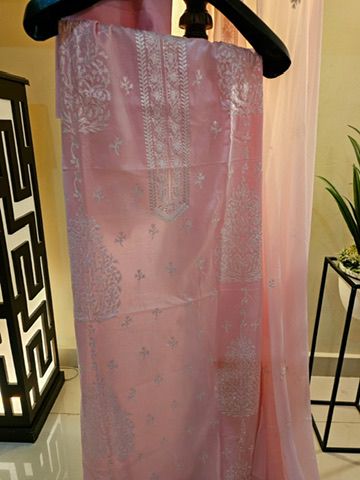 Lawn embroidered three piece suit