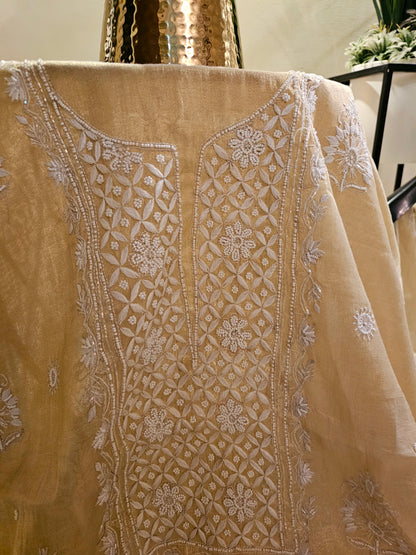 Chanderi silk chikankari suit