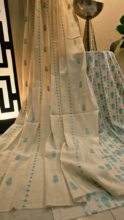Embroidered three piece: Karandi khaddar