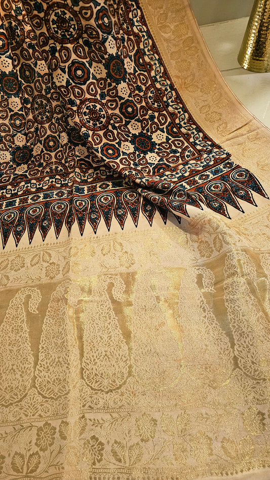 Formal ajrak dupata: Monga silk
