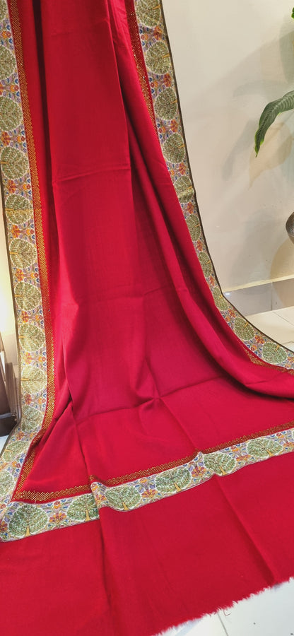 Pashmina with kalamkar and swarovski border