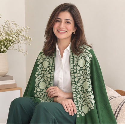Embroidered cape shawl: Pashmina