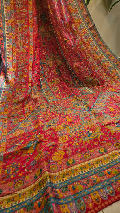 Meenakari pink Shawl: silk
