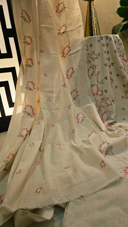 Embroidered three piece: Karandi khaddar