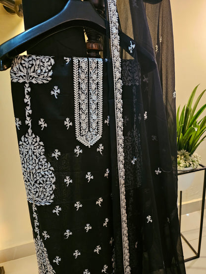 Lawn embroidered three piece suit
