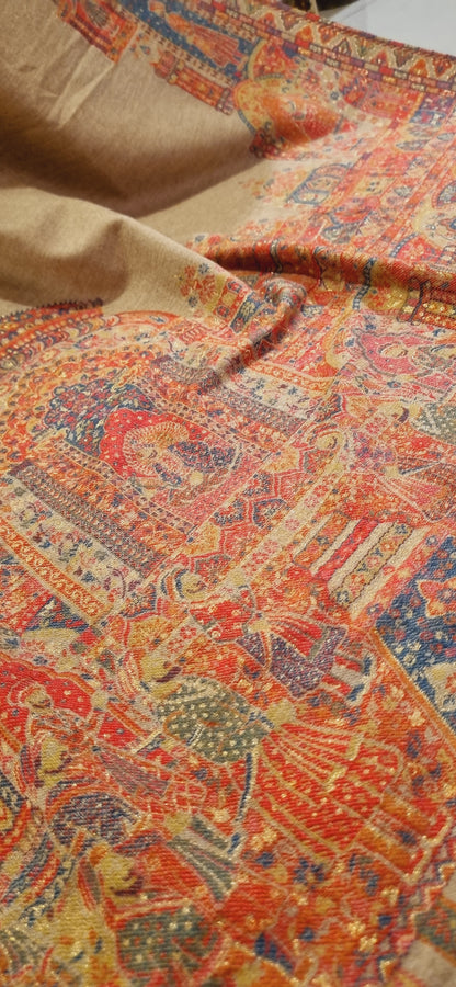 Pashmina with moonlight kaani border