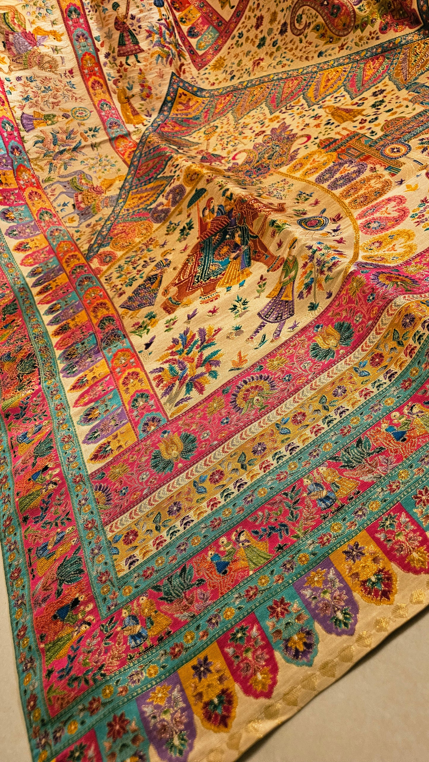 Meenakari darbari shawl: silk
