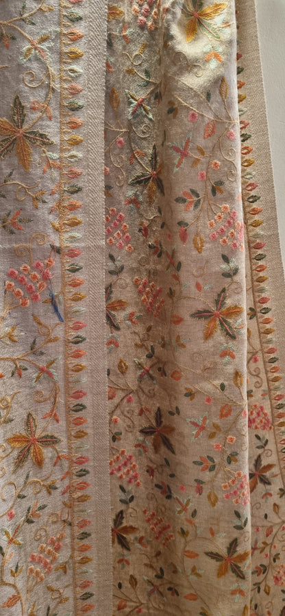 Reversible papermachi embroidered toosh shawl