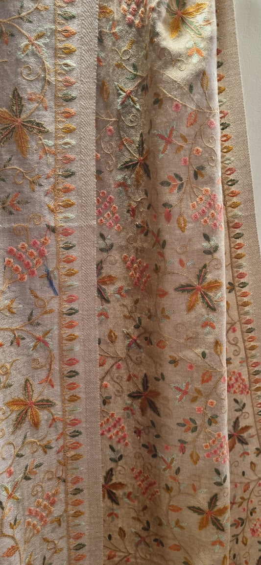 Reversible papermachi embroidered toosh shawl