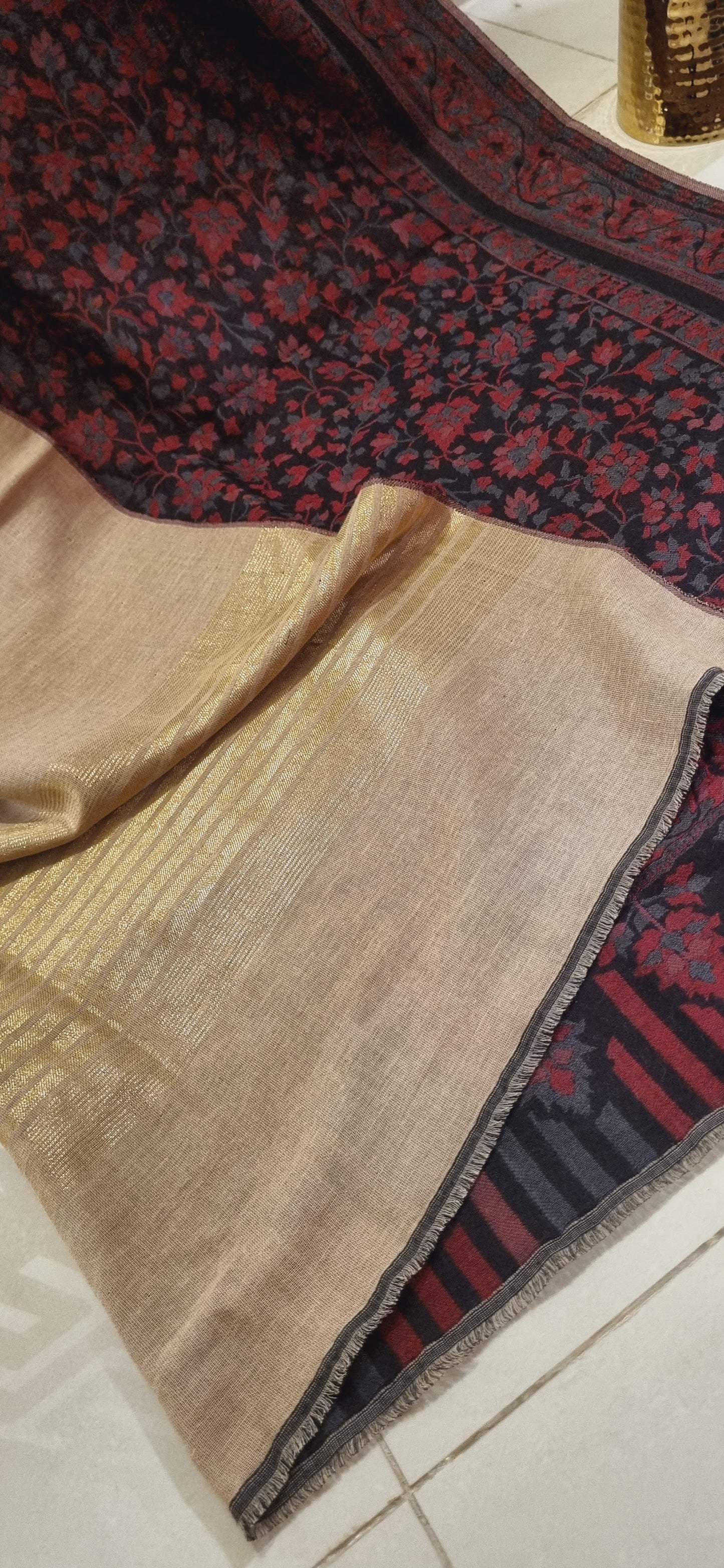 Reversible pashmina kaani shawls