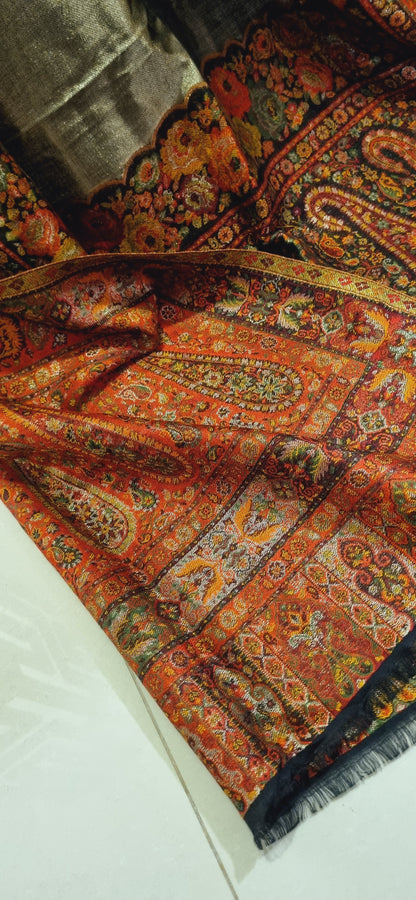Reversible Moonlight gandhara kaani pashmina shawl