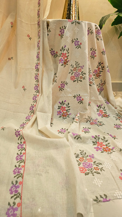 Embroidered three piece: Karandi khaddar