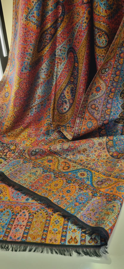 Reversible Moonlight gandhara kaani pashmina shawl