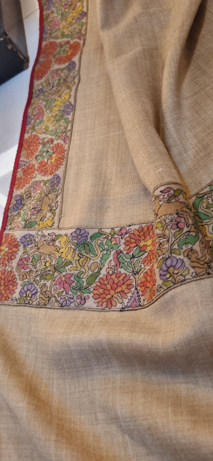 Pashmina shawl with kalamkar border