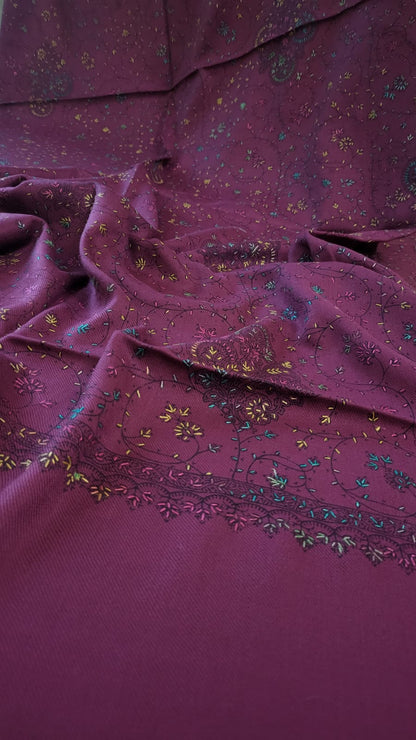 Hand embroidered woolen pashmina shawls