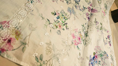 Lawn chikan embroidered printed shawls