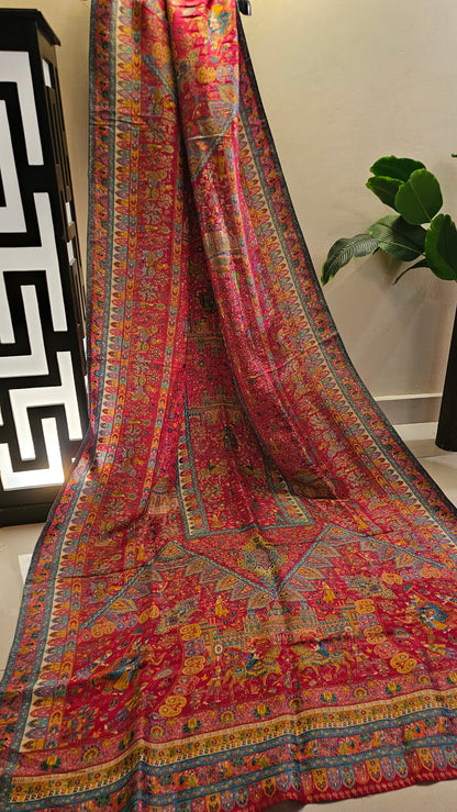 Meenakari pink Shawl: silk