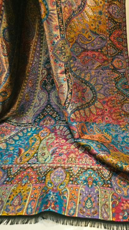 Reversible moonlight gandhara kaani shawl: Pashmina