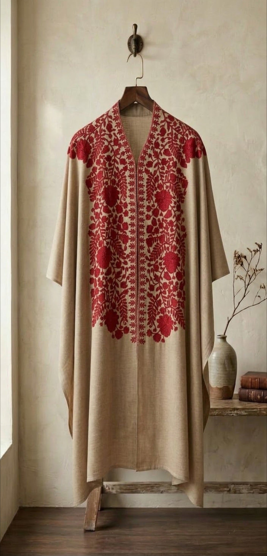 Embroidered cape shawl: Pashmina