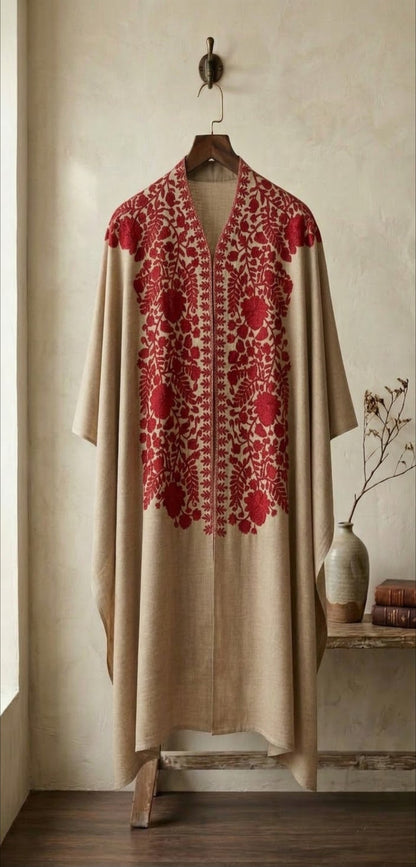Embroidered cape shawl: Pashmina