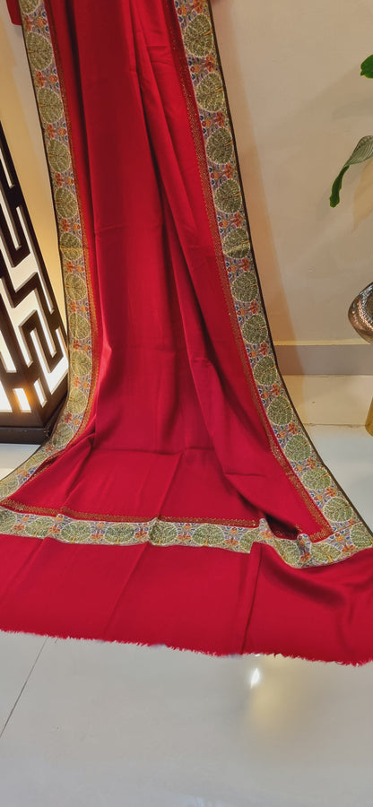 Pashmina with kalamkar and swarovski border