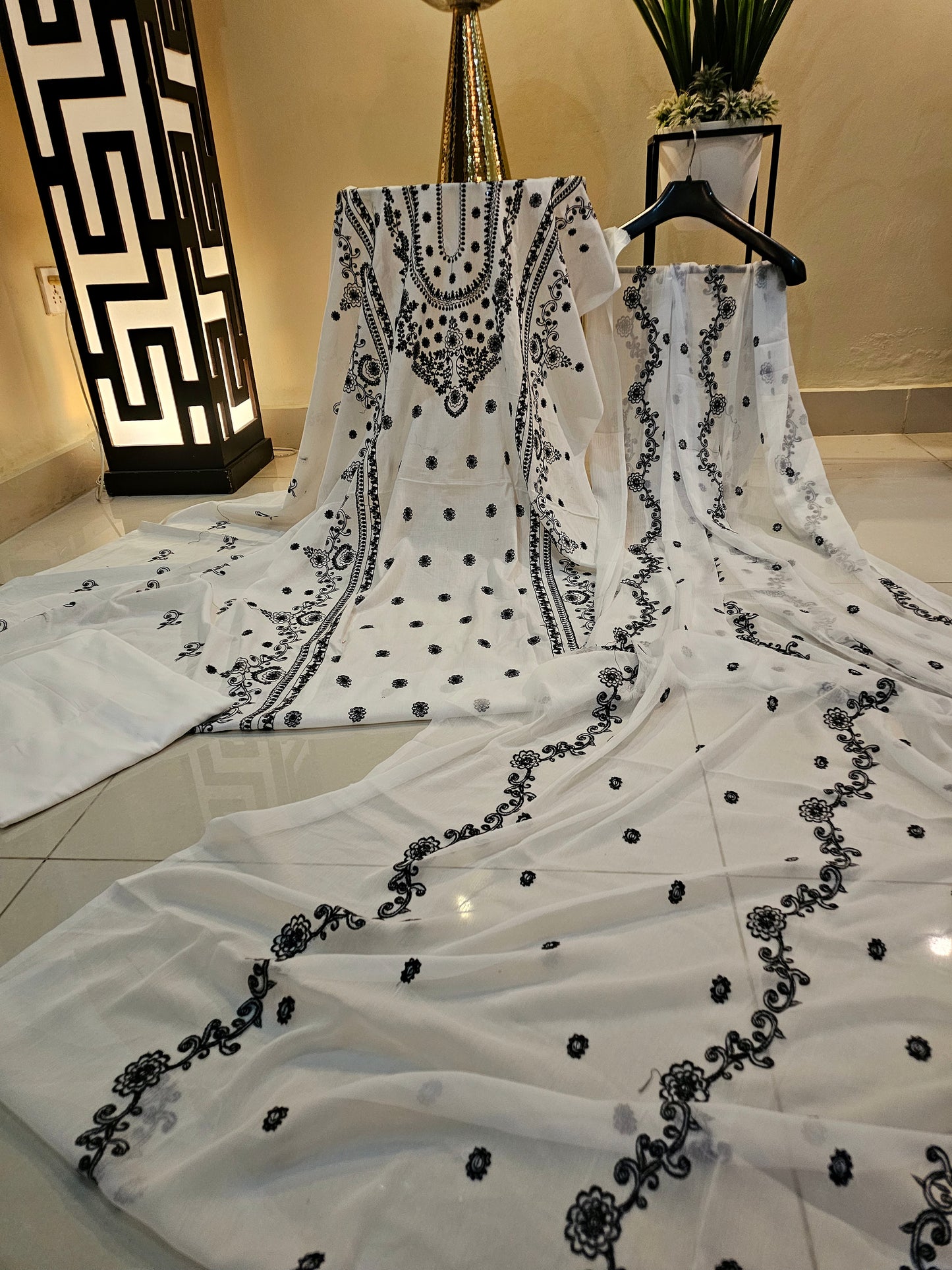 Lawn embroidered three piece
