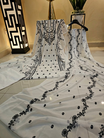 Lawn embroidered three piece